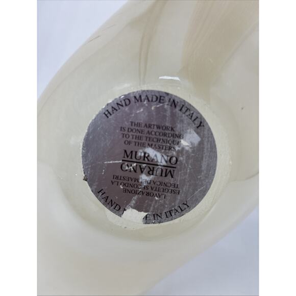 MURANO Art Glass White Ivory Iridescent Crest Edge Folded Bowl Bouquet - Picture 4 of 7